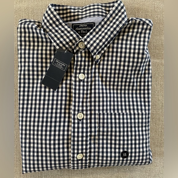 Abercrombie & Fitch Other - Abercrombie & Fitch Gingham Check Print Button Down Shirt in Navy Size XS NWT